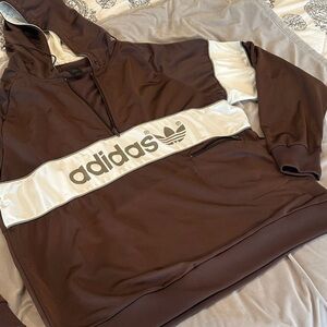 Vintage and Rare Adidas Chocolate and Cream Pullover 2XL